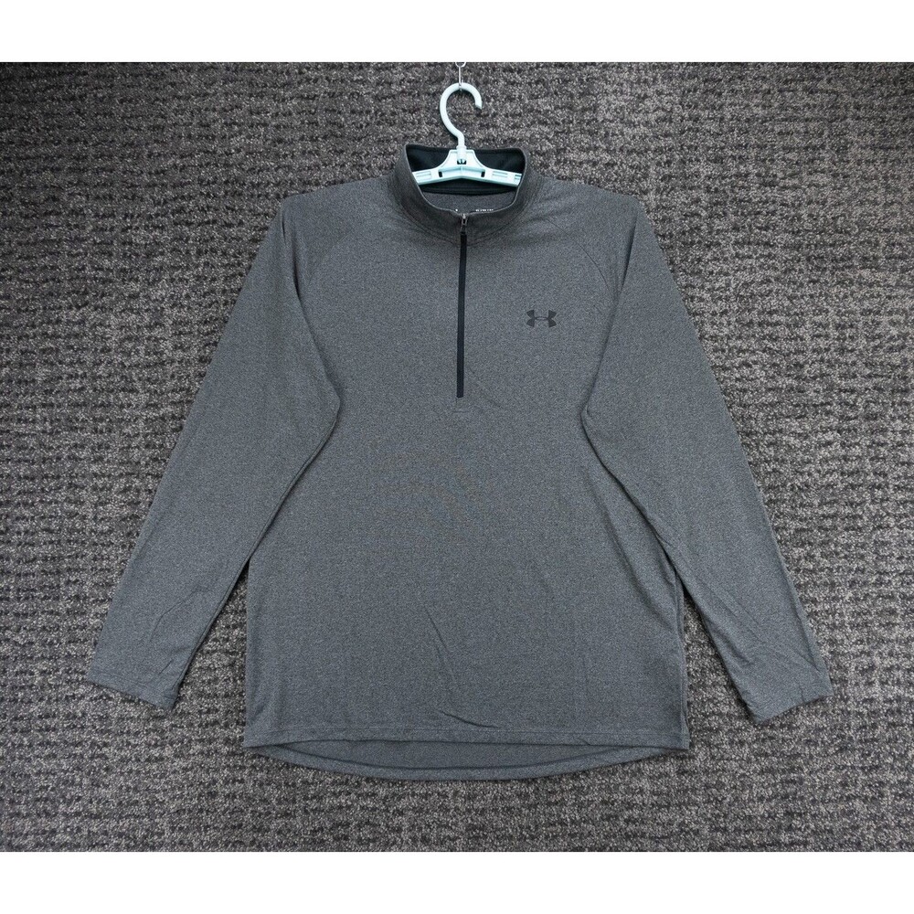 Under Armour Shirt Mens XL Gray 1/4 Zip Long Sleeve Loose Active Quick Dry Golf